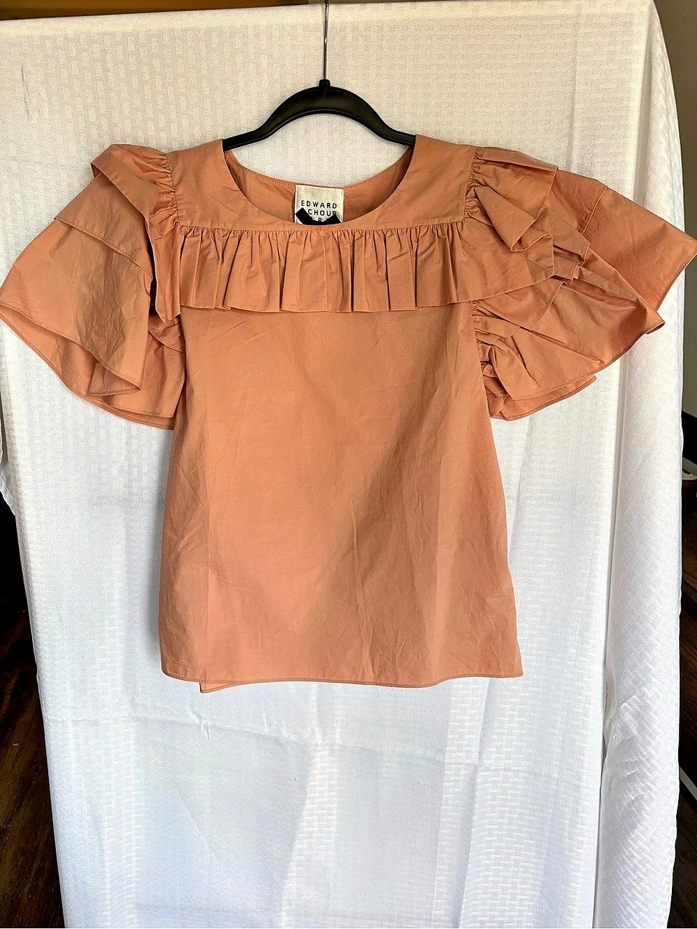 Edward Achour Paris Ruffle Blouse in muted Pink Like New